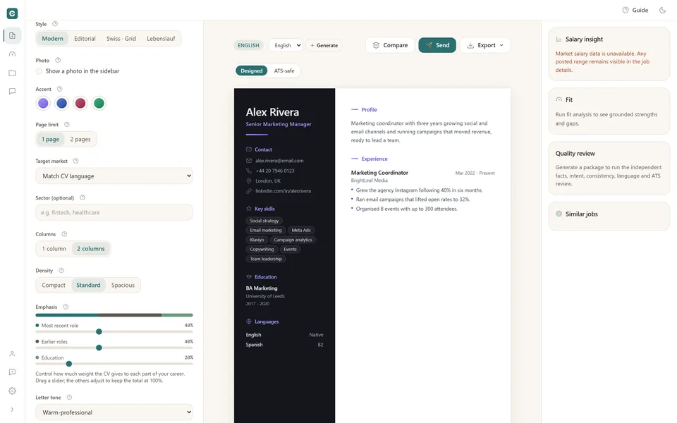 CVumi app screen